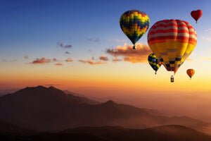 Akustikbild «Heissluftballone in den Bergen» 90 x 60cm | verschiedene Grössen