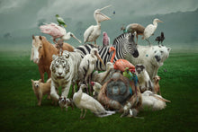 Laden Sie das Bild in den Galerie-Viewer, Akustikbild «Tierfamilie» 90 x 60cm | verschiedene Grössen
