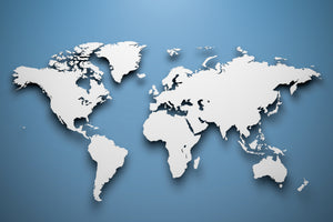 Akustikbild «Weltkarte mit blauem Hintergrund» 90 x 60cm | verschiedene Grössen