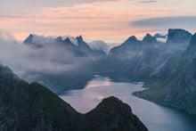 Load image into Gallery viewer, Akustikbild «Fjord in Norwegen» 90 x 60cm | verschiedene Grössen
