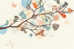 Akustikbild «Blumen, Schmetterlinge und Vögel» 90 x 60cm | verschiedene Grössen