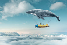 Laden Sie das Bild in den Galerie-Viewer, Akustikbild «Surrealismus - Fliegender Wal» 90 x 60cm | verschiedene Grössen
