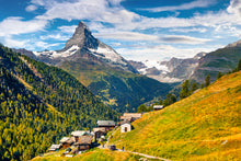 Laden Sie das Bild in den Galerie-Viewer, Akustikbild «Zermatt mit Matterhorn» 90 x 60cm | verschiedene Grössen
