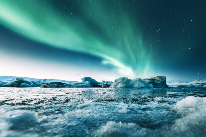 Akustikbild «Aurora Borealis in Island am jakulsarlon» 90 x 60cm | verschiedene Grössen